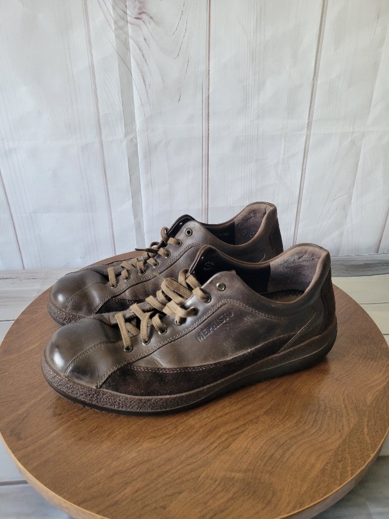 Rare Vintage Mephisto Original Menâs 12 Brown Leather Casual Lace-Up Sneakers